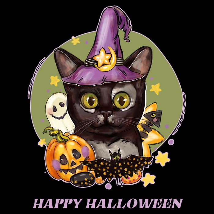 Happy Halloween Witchy Kitty Design 16 in Basic Backpack