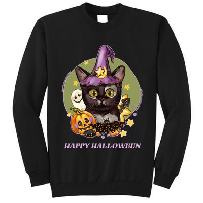 Happy Halloween Witchy Kitty Design Tall Sweatshirt