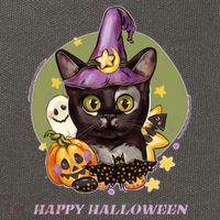 Happy Halloween Witchy Kitty Design Cotton Canvas Backpack