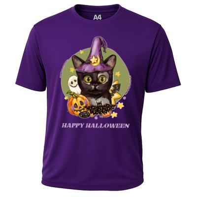 Happy Halloween Witchy Kitty Design Performance Shirt