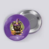 Happy Halloween Witchy Kitty Design Button