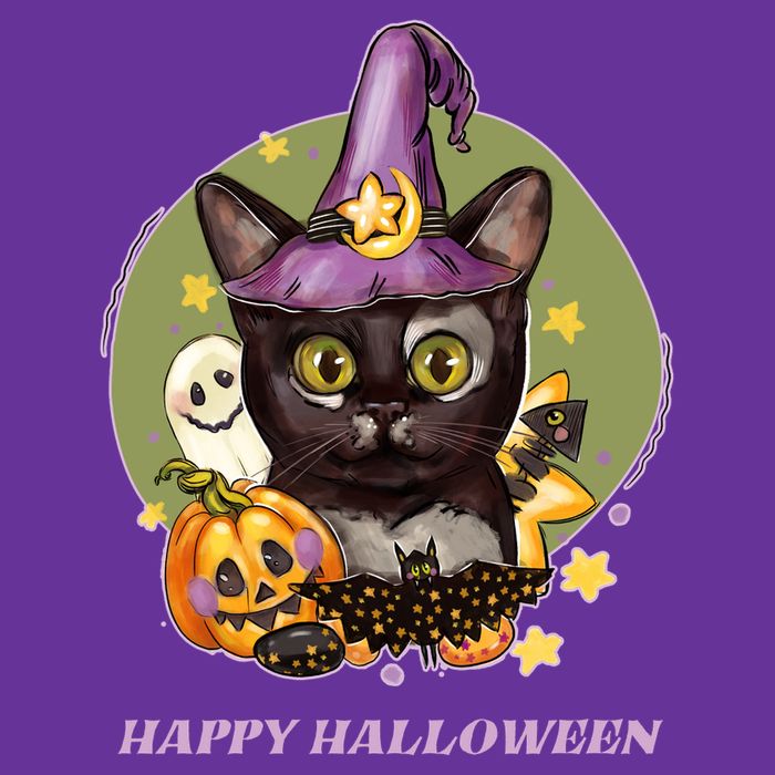 Happy Halloween Witchy Kitty Design Cooling Performance Long Sleeve Crew
