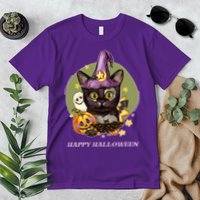 Happy Halloween Witchy Kitty Design Premium T-Shirt