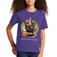 Happy Halloween Witchy Kitty Design Kids T-Shirt