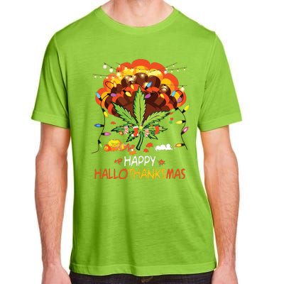 Happy Hallothanksmas Weed Leaf Cannabis Marijuana Stoner 420 Adult ChromaSoft Performance T-Shirt