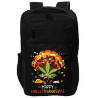 Happy Hallothanksmas Weed Leaf Cannabis Marijuana Stoner 420 Impact Tech Backpack