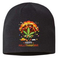 Happy Hallothanksmas Weed Leaf Cannabis Marijuana Stoner 420 Sustainable Beanie