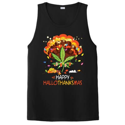 Happy Hallothanksmas Weed Leaf Cannabis Marijuana Stoner 420 PosiCharge Competitor Tank