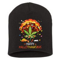 Happy Hallothanksmas Weed Leaf Cannabis Marijuana Stoner 420 Short Acrylic Beanie