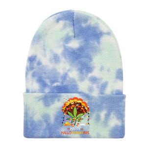 Happy Hallothanksmas Weed Leaf Cannabis Marijuana Stoner 420 Tie Dye 12in Knit Beanie