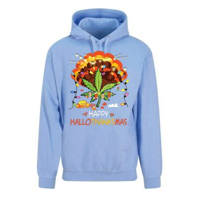 Happy Hallothanksmas Weed Leaf Cannabis Marijuana Stoner 420 Unisex Surf Hoodie