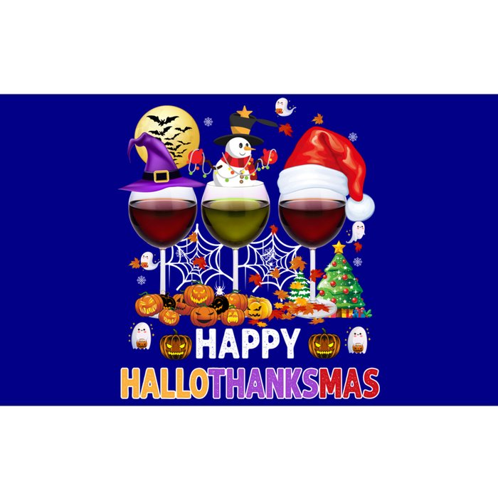 Happy Hallothanksmas Wine Glasses Witch Santa Hat Pumpkin Gift Bumper Sticker