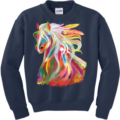 Horse Head Watercolor Equestrian Kids Sweatshirt