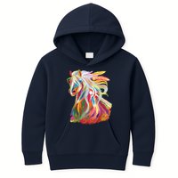 Horse Head Watercolor Equestrian Kids Hoodie