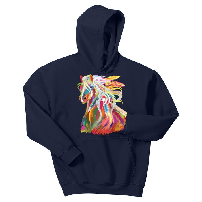 Horse Head Watercolor Equestrian Kids Hoodie