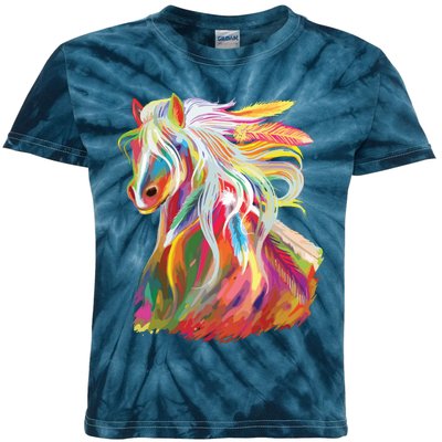 Horse Head Watercolor Equestrian Kids Tie-Dye T-Shirt