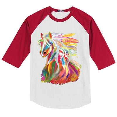 Horse Head Watercolor Equestrian Kids Colorblock Raglan Jersey