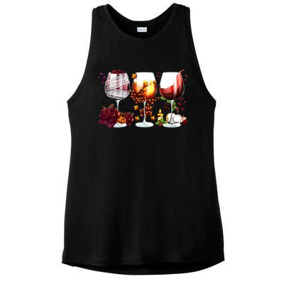 Happy Hallothanksmas Wine Glasses Witch Santa Hat Pumpkin Gift Ladies PosiCharge Tri-Blend Wicking Tank