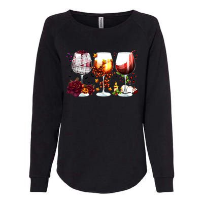 Happy Hallothanksmas Wine Glasses Witch Santa Hat Pumpkin Gift Womens California Wash Sweatshirt