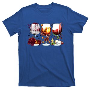 Happy Hallothanksmas Wine Glasses Witch Santa Hat Pumpkin Gift T-Shirt