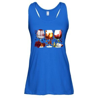 Happy Hallothanksmas Wine Glasses Witch Santa Hat Pumpkin Gift Ladies Essential Flowy Tank