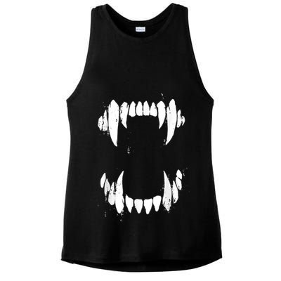 Halloween Horror Wolf Dog Vampire Monster Teeth Costume Ladies PosiCharge Tri-Blend Wicking Tank