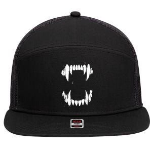 Halloween Horror Wolf Dog Vampire Monster Teeth Costume 7 Panel Mesh Trucker Snapback Hat