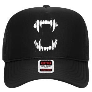 Halloween Horror Wolf Dog Vampire Monster Teeth Costume High Crown Mesh Back Trucker Hat