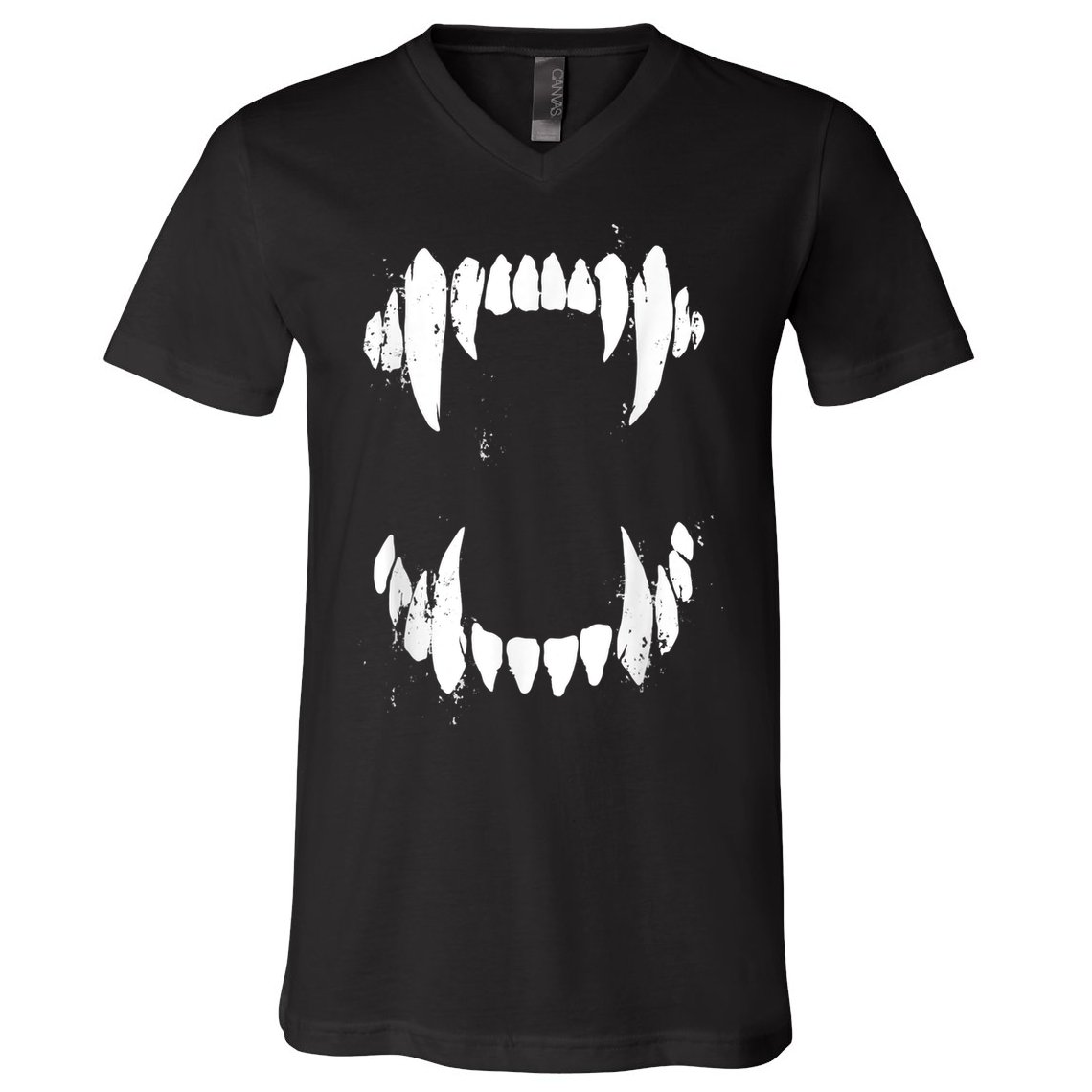 Halloween Horror Wolf Dog Vampire Monster Teeth Costume V-Neck T-Shirt