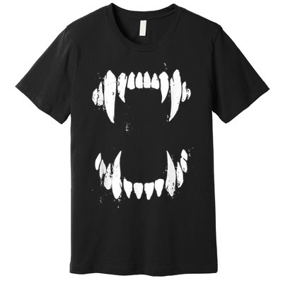 Halloween Horror Wolf Dog Vampire Monster Teeth Costume Premium T-Shirt
