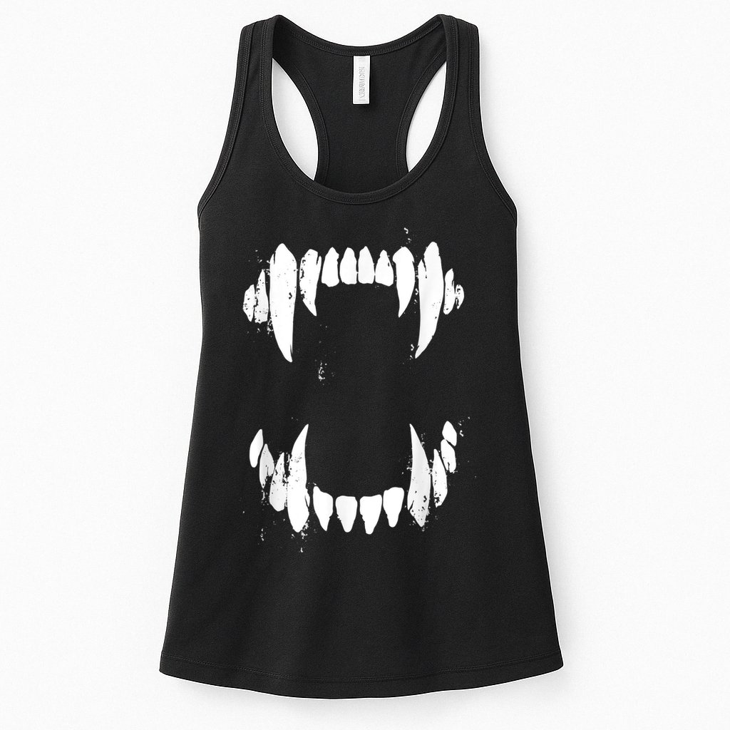 Halloween Horror Wolf Dog Vampire Monster Teeth Costume Womens Tank Top