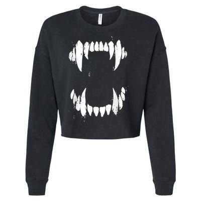 Halloween Horror Wolf Dog Vampire Monster Teeth Costume Cropped Pullover Crew