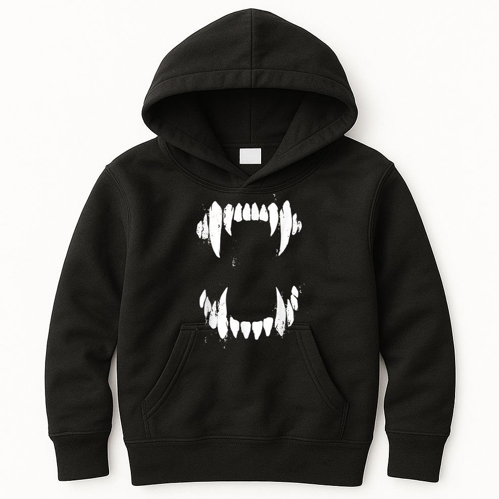 Halloween Horror Wolf Dog Vampire Monster Teeth Costume Kids Hoodie