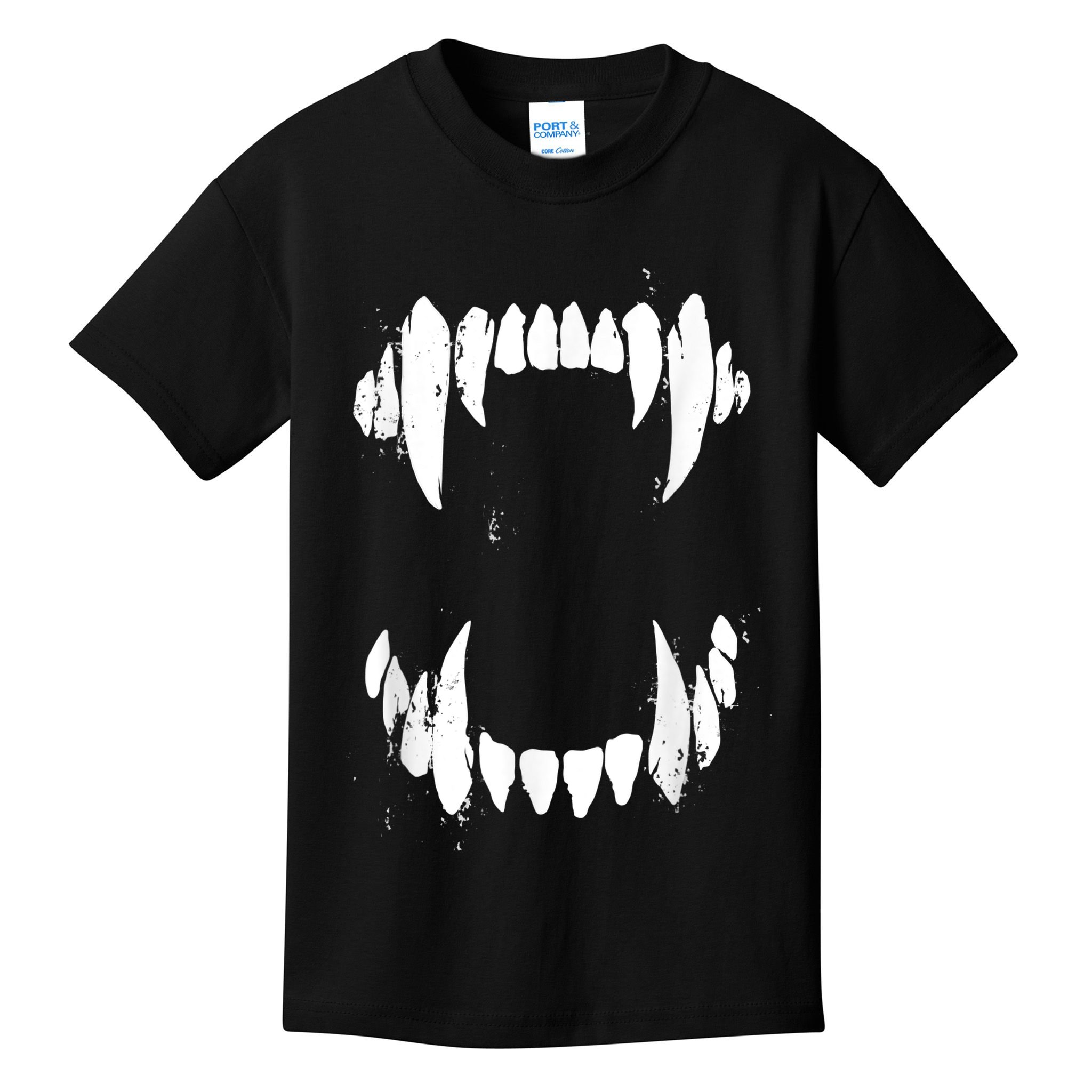 Halloween Horror Wolf Dog Vampire Monster Teeth Costume Kids T-Shirt