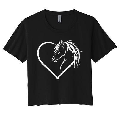 Horse Head With A Heart Riding Horse Women's Crop Top Tee