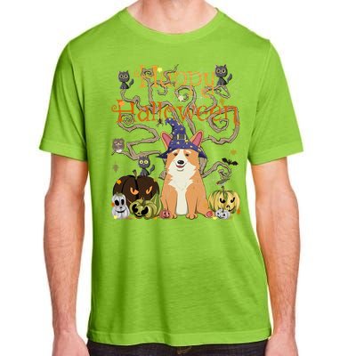 Happy Halloween Witch Corgi Cats Pumpkin Cute JackOLantern Gift Adult ChromaSoft Performance T-Shirt