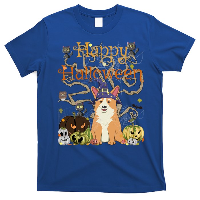 Happy Halloween Witch Corgi Cats Pumpkin Cute JackOLantern Gift T-Shirt