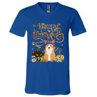 Happy Halloween Witch Corgi Cats Pumpkin Cute JackOLantern Gift V-Neck T-Shirt