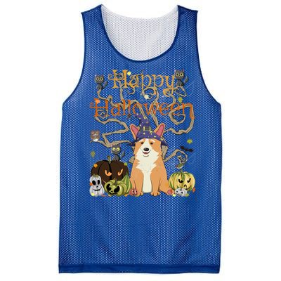 Happy Halloween Witch Corgi Cats Pumpkin Cute JackOLantern Gift Mesh Reversible Basketball Jersey Tank