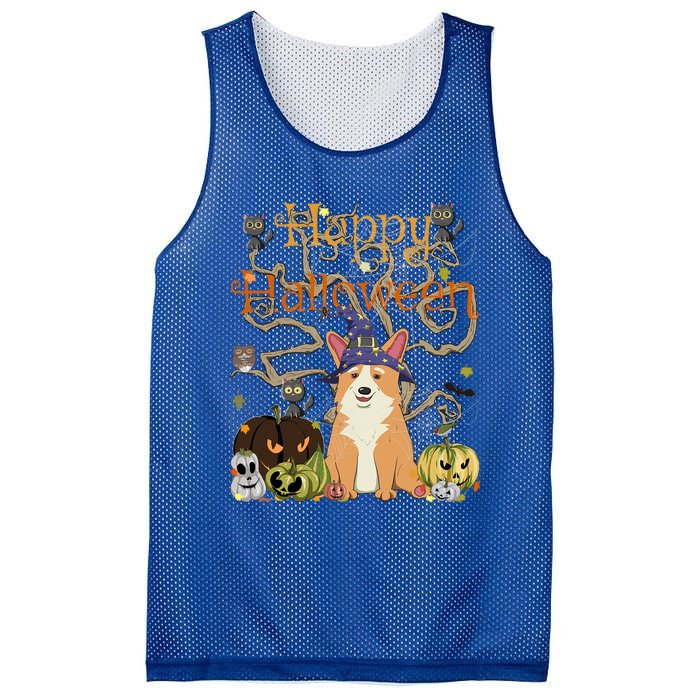 Happy Halloween Witch Corgi Cats Pumpkin Cute JackOLantern Gift Mesh Reversible Basketball Jersey Tank