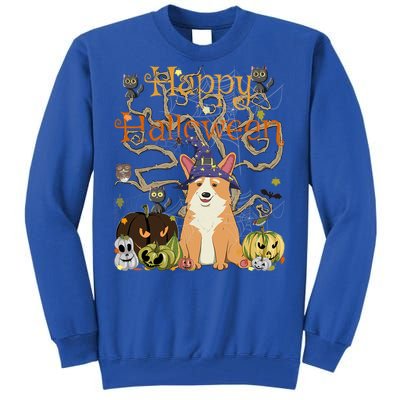 Happy Halloween Witch Corgi Cats Pumpkin Cute JackOLantern Gift Tall Sweatshirt