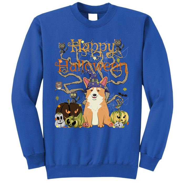 Happy Halloween Witch Corgi Cats Pumpkin Cute JackOLantern Gift Tall Sweatshirt