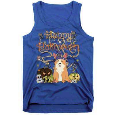 Happy Halloween Witch Corgi Cats Pumpkin Cute JackOLantern Gift Tank Top