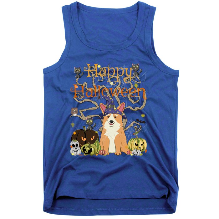 Happy Halloween Witch Corgi Cats Pumpkin Cute JackOLantern Gift Tank Top