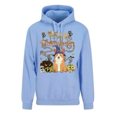 Happy Halloween Witch Corgi Cats Pumpkin Cute JackOLantern Gift Unisex Surf Hoodie