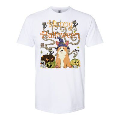 Happy Halloween Witch Corgi Cats Pumpkin Cute JackOLantern Gift Softstyle CVC T-Shirt