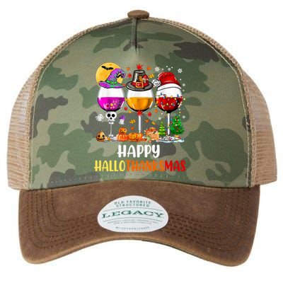 Happy Hallothanksmas Wine Glasses Wine Lover Long Sleeve Legacy Tie Dye Trucker Hat