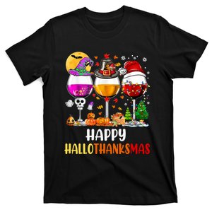 Happy Hallothanksmas Wine Glasses Wine Lover Long Sleeve T-Shirt