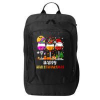 Happy Hallothanksmas Wine Glasses Wine Lover Long Sleeve City Backpack