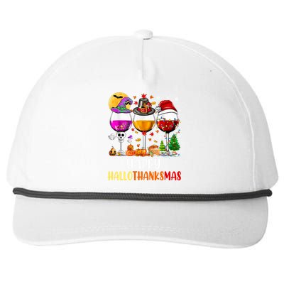 Happy Hallothanksmas Wine Glasses Wine Lover Long Sleeve Snapback Five-Panel Rope Hat